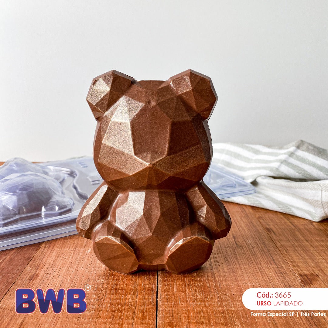 LARGE 3D Geometric Bear 2 Part Silicone Mold